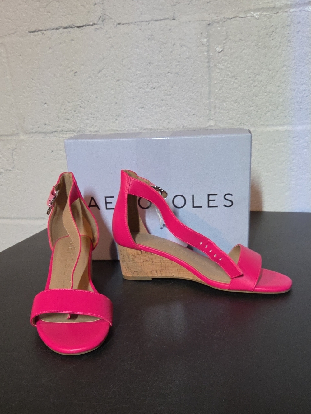 AEROSOLES Hot Pink Cork Wedge Sandals